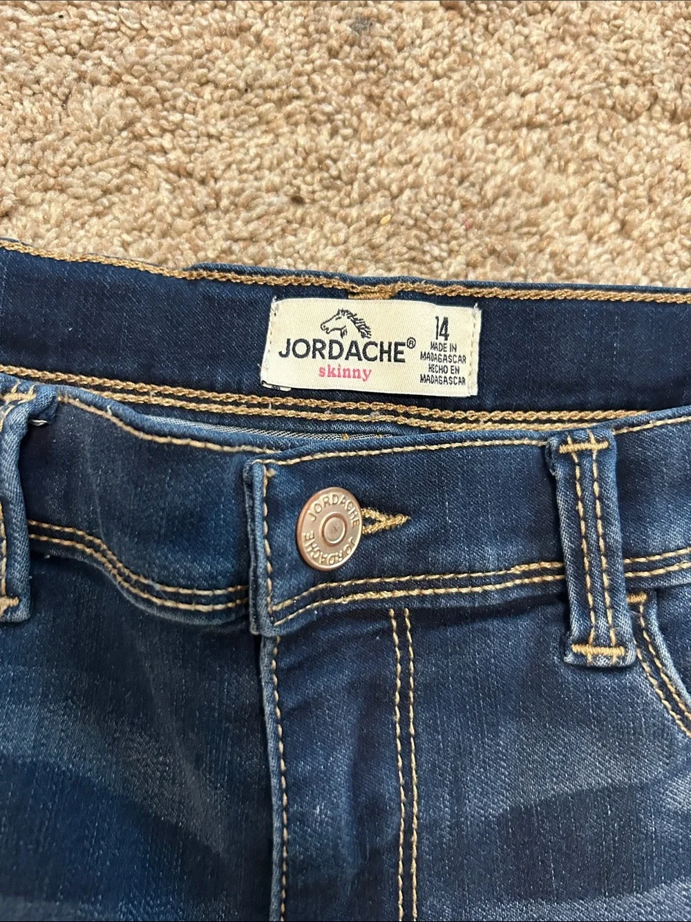Jordache Dark Blue Skinny Stretch Jeans for Kids Size 14